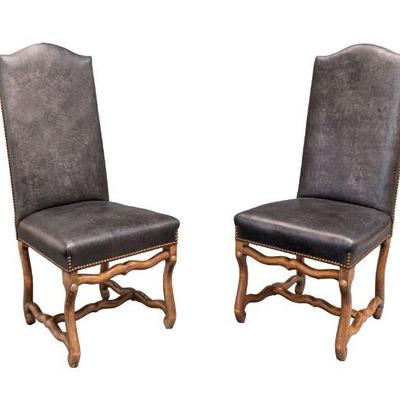 Pair French Leather Chairs