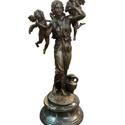 Guardian Angel Bronze on Marble Base