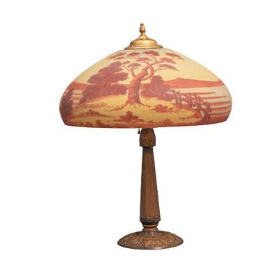 Reverse Painted Landscape Lamp