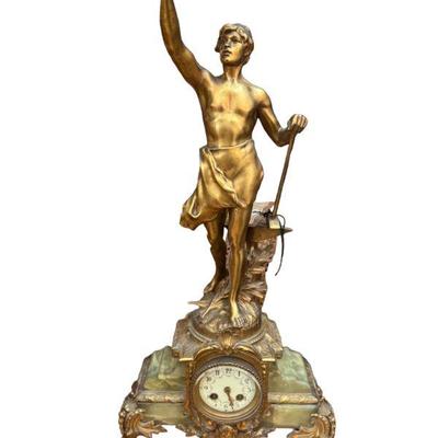 French Gilt Bronze & Onyx Clock