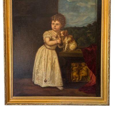 Early 19th Century Portrait of Young Girl with Dog