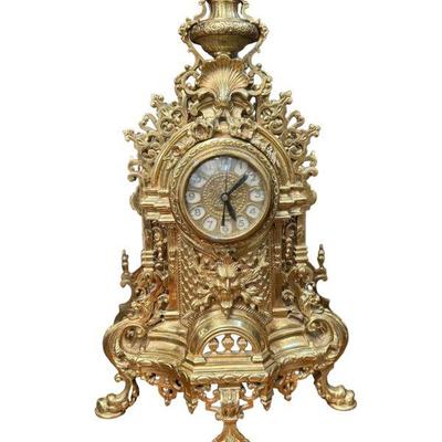 French Gilt Brass Mantel Clock