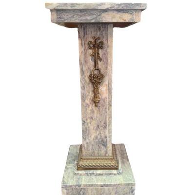 French Grey Marble & Bronze Display Pedestal