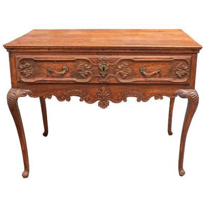 Antique Carved Portuguese One Drawer Table