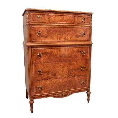 Tall Fruitwood Five Drawer Chest