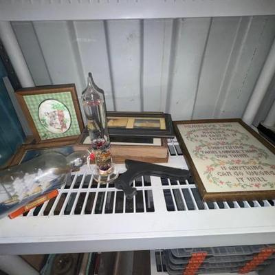 #8222 • Wall Decor, Boat in Bottle & Liquid Thermometer
