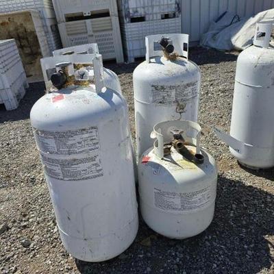 #80232 • (3) Empty Propane Tanks and (1) Full Propane Tank
