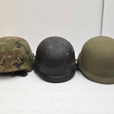 #1792 • (3) Military Helmets
