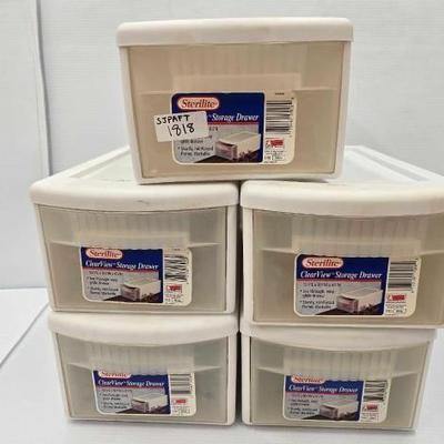 #1818 • (5) Sterilite Clear View Storage Drawer Containers
