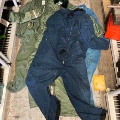#8154 • Tote of Flight Suites, Overalls and Winter Overalls
