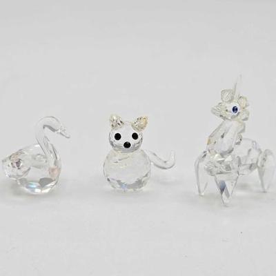 #1924 • Crystal Miniature Swan, Cat and Unicorn
