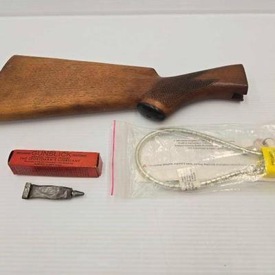 #1706 • Gun Stock, Gunslick Lubercant & Gun Lock with Key
