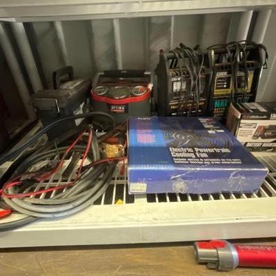 #8256 • Ammo Box, Battery Chargers, Fan & Jump Cables
