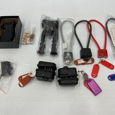 #1734 • (6) Locks, (1) Pistol Grip, (1) Rifle Stand and Accessory

