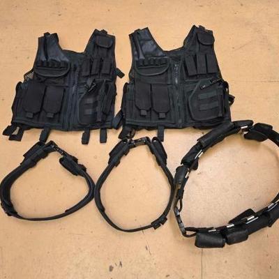 #1808 • (2) Tactical Vests & (3) Tactical Belts with Holser Pouches
