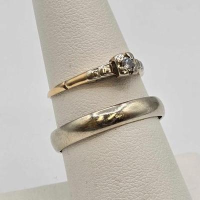#1900 • 14K Gold Wedding Band Set, 3.73g
