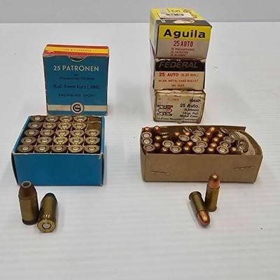 #1442 • Approx (88) Rounds of 9mm & 25 Auto Ammo
