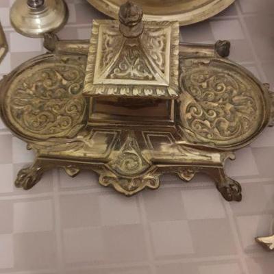 Early period ink well brass 