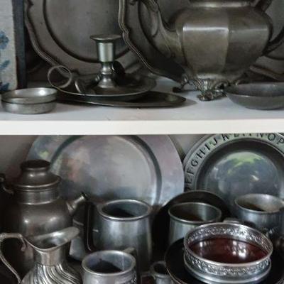 Pewter items some are antique some common 