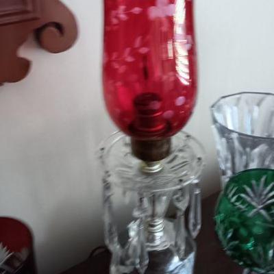 Cranberry hurricane lamps 
