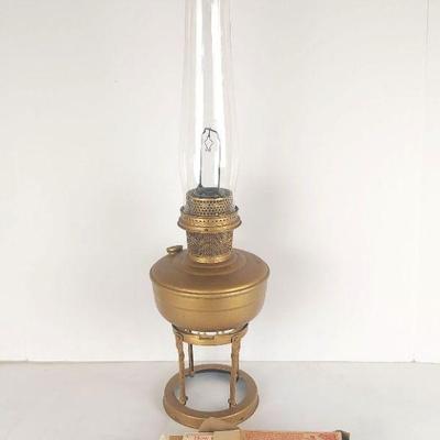 Vintage Aladdin Lamp. Painted Gold, With Box Of New Wicks