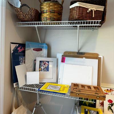 art supplies and baskets