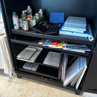 art armoire and supplies