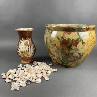 Lot 54 | Large Vtg Floral Wrapped Planter & More!
