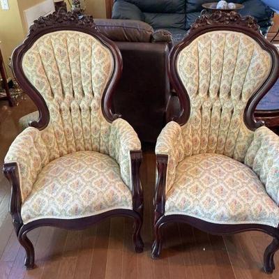 Lot 13 | Pair Of Victorian Style Arm Chairs
