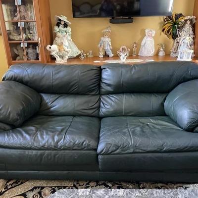 Lot 35 | Forest Green Leather Sofa
