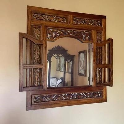 Lot 11 | Wood Carved Window Shutter Mirror
