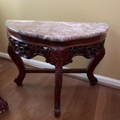 Lot 30 | Half Moon Marble Top Accent Table
