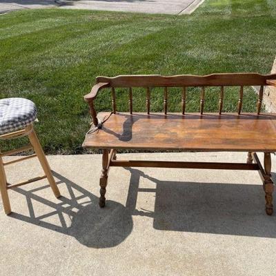 Lot 174 | Vintage Bench & Stool
