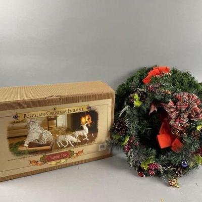 Lot 266 | Porcelain Christmas Ensemble & Wreaths
