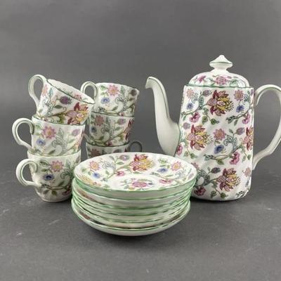 Lot 196 | Vtg Haddon Hall Teapot, Cups & Saucers
