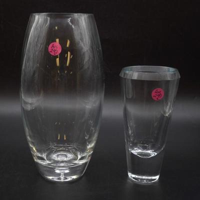 2 MCM CRYSTAL BLOWN VASES