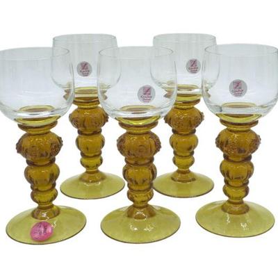 5 CRISTALLERIE ZWEIZEL GERMAN HOCK GLASSES