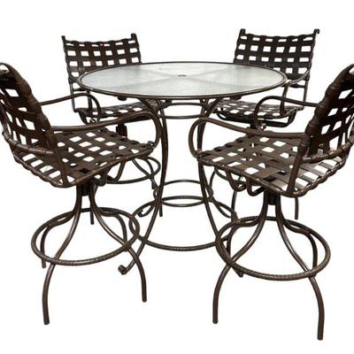 5 PC BROWN JORDAN PATIO SET TABLE W 4 CHAIRS