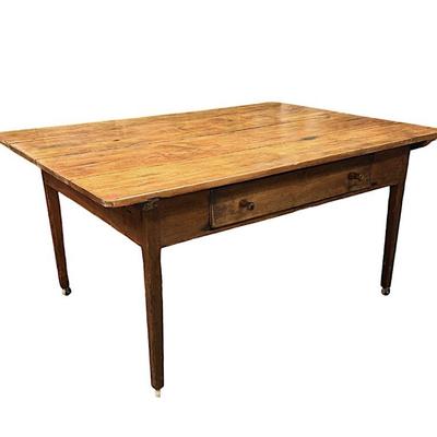 ANTIQUE SOLID WOOD FARMHOUSE HARVEST TABLE