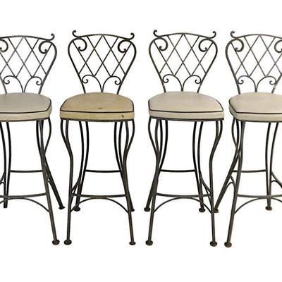 4 WROUGHT IRON BAR STOOLS
