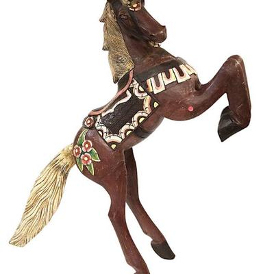 HAND CARVED POLYCHROME PAINTED CAROUSEL HORSE 