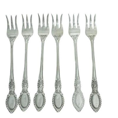 6 STERLING SILVER GUILDHALL REED & BARTON OYSTER FORKS