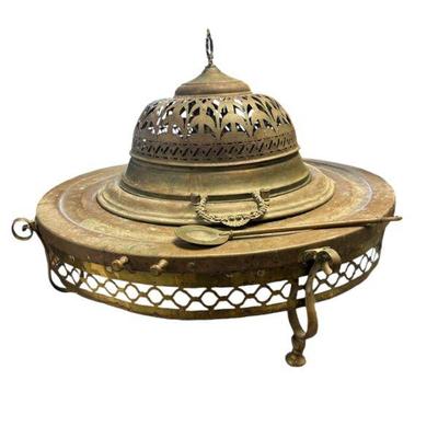 LARGE ANTIQUE SPANISH BRASS BRAZIER