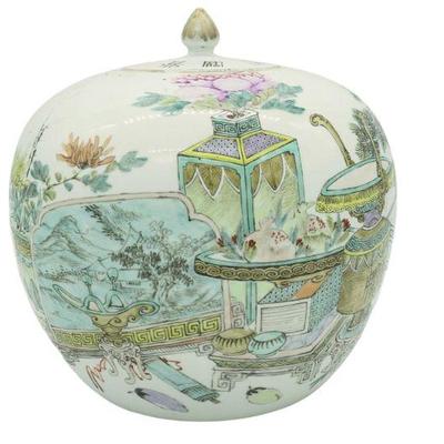 ANTIQUE CHINESE FAMILLE VERTE GINGER JAR