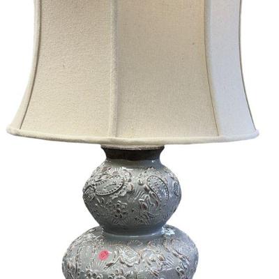 TERRA COTTA BLUE GLAZED TABLE LAMP