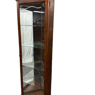 CHERRY LIGHTED CURIO CORNER CABINET