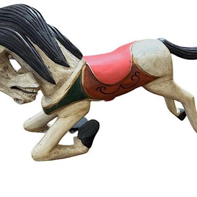 HAND CARVED POLYCHROME PAINTED CAROUSEL HORSE 