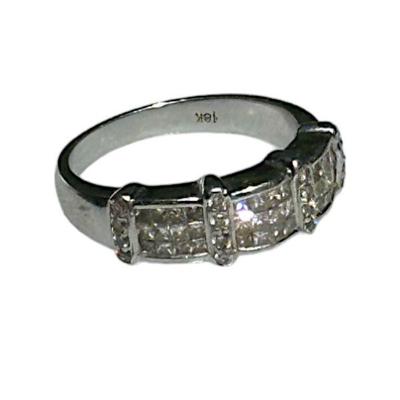 18K GOLD PRINCESS CUT AND ROUND DIAMONDS RING