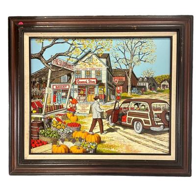 H HARGROVE LIMITED EDITION SIGNED SERIGRAPH PAINTING "GOING TO GRANDMA'S HOUSE FOR THANKSGIVING"