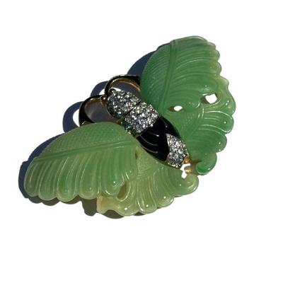 KENNETH J LANE JADE BUTTERFLY BROOCH